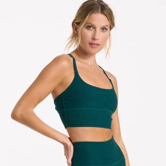 Vuori Longline Elevation Sports Bra Size Small Heathered Green Strappy Back - Picture 4 of 12